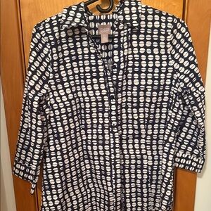 Chico's Blue and White Geometric Shirt